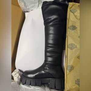 Harley Davidson Boots Size 5.5 Women's Moto Knee High Over the knee Black Biker
